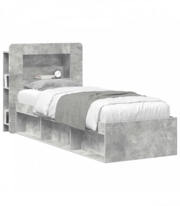 vidaXL Headboard Cabinet with Storage Concrete Grey Engineered Wood