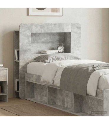 vidaXL Headboard Cabinet with Storage Concrete Grey Engineered Wood