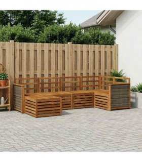 vidaXL Sectional Sofa Set 5 pcs Natural Solid Acacia Wood