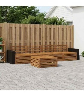 vidaXL Outdoor Sofa Set 5 pcs Natural Solid Acacia Wood