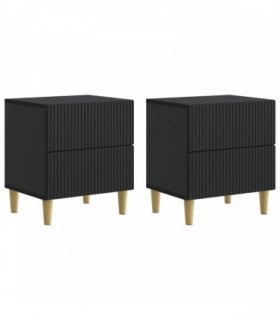 vidaXL Bedside Cabinet 2 pcs Black 43 x 34.5 x 48 cm Engineered Wood