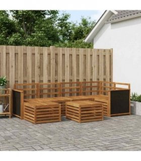 vidaXL Sectional Sofa Set 6 pcs Natural Solid Acacia Wood