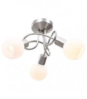 vidaXL Ceiling Lamp with Ceramic Shades for 3 E14 Bulbs White Bowl