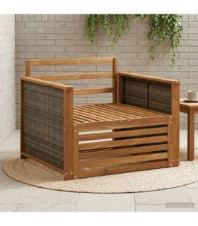 vidaXL Outdoor Middle Sofa Solid Acacia Wood Natural