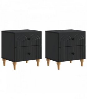 vidaXL Bedside Cabinet 2 pcs Black 43 x 34.5 x 48 cm Engineered Wood