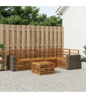 vidaXL Sectional Sofa Set 6 pcs Natural Solid Acacia Wood