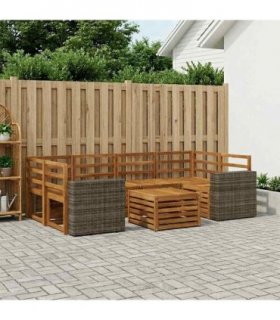 vidaXL Outdoor Sofa Set 7 pcs Natural Solid Acacia Wood