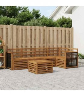 vidaXL Sectional Sofa Set 5 pcs Natural Solid Acacia Wood