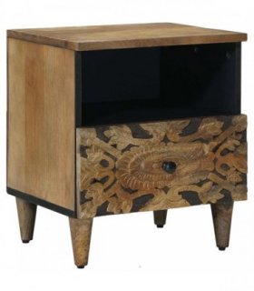 vidaXL Bed cabinet with Drawer Brown 40 x 33 x 46 cm Solid Mango Wood
