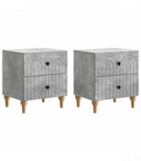 vidaXL Bedside Cabinet 2 pcs Concrete Grey 43 x 34.5 x 48 cm