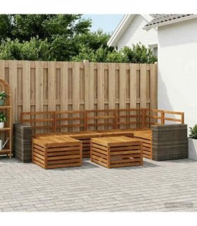 vidaXL Sectional Sofa Set 6 pcs Natural Solid Acacia Wood