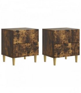 vidaXL Bedside Cabinet with Drawer 2 pcs Smoked Oak 43 x 34.5 x 48 cm