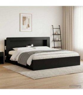 vidaXL Headboard Cabinet with Storage Black Engineered Wood