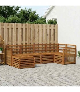 vidaXL Sectional Sofa Set 5 pcs Natural Solid Acacia Wood