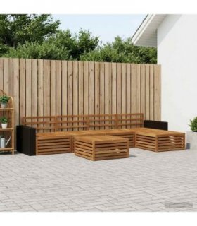 vidaXL Outdoor Sofa Set 6 pcs Natural 79 x 79 x 37 cm