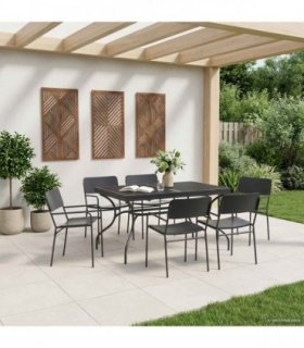 vidaXL Garden Dining Set 7 pcs Anthracite Steel