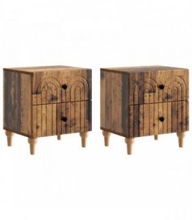 vidaXL Bedside Cabinet with Drawer 2 pcs Old Wood 43 x 34.5 x 48 cm