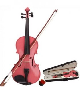 New 1/2 Acoustic Violin Case Bow Rosin Pink