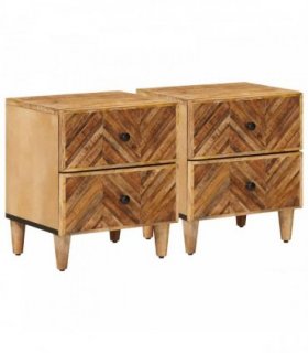 vidaXL Bedside Table 2 pcs Brown 40 x 33.5 x 46 cm Solid Mango Wood