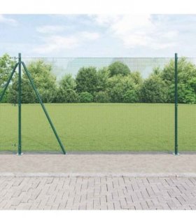 vidaXL Welded Wire Fence with Concrete Base 25 x 1.5 m Green Mesh