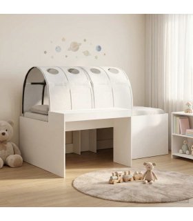vidaXL Kids'High Bed Frame with Desk White Engineered Wood