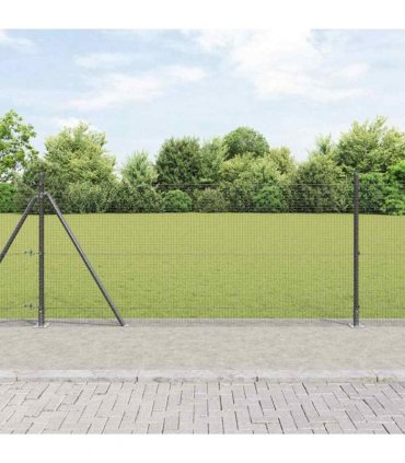 vidaXL Outdoor Welded Wire Fence with Concrete Base 10 x 1 m Grey Mesh