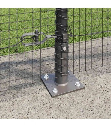 vidaXL Outdoor Welded Wire Fence with Concrete Base 10 x 1 m Grey Mesh