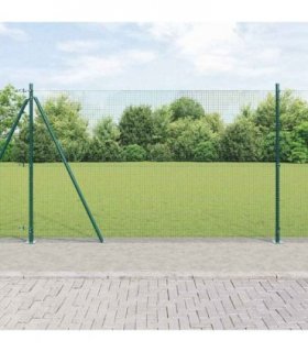 vidaXL Welded Wire Fence with Concrete Base 10 x 1.5 m Green Mesh