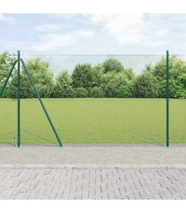 vidaXL Welded Wire Fence with Concrete Base 10 x 1.5 m Green Mesh