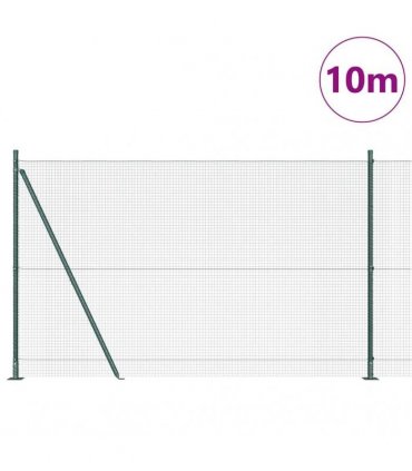 vidaXL Welded Wire Fence with Concrete Base 10 x 1.5 m Green Mesh