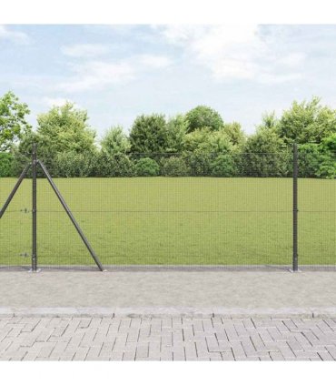 vidaXL Welded Wire Fence with Concrete Base 25 x 1 m PVC-Coated Steel
