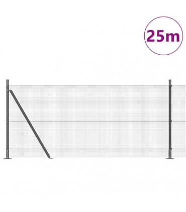 vidaXL Welded Wire Fence with Concrete Base 25 x 1 m PVC-Coated Steel