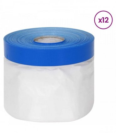 vidaXL Masking Film with Adhesive Tape 12 pcs Transparent and Blue