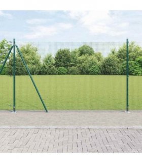 vidaXL Welded Wire Fence with Concrete Base 10 x 1.5 m Green Mesh