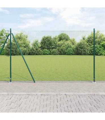 vidaXL Welded Wire Fence with Concrete Base 10 x 1.5 m Green Mesh
