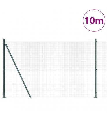 vidaXL Welded Wire Fence with Concrete Base 10 x 1.5 m Green Mesh
