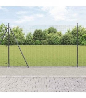 vidaXL Outdoor Welded Wire Fence with Concrete Base 10 x 1.5 m Grey
