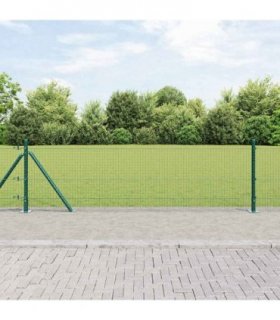 vidaXL Welded Wire Fence with Concrete Base 25 x 0.5 m Green Mesh