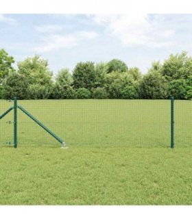vidaXL Welded Wire Fence with Spikes 25 x 0.5 m PVC-coated Steel Green