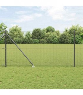 vidaXL Welded Wire Fence with Spikes 10 x 1 m PVC-coated Steel Grey