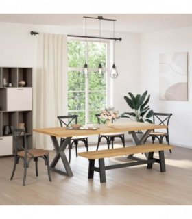 vidaXL Dining Bench NOAIN 160 x 41 x 45 cm Solid Pine Wood Natural
