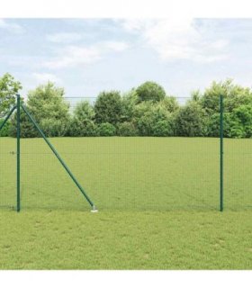 vidaXL Welded Wire Fence with Spikes 10 x 1.5 m PVC-coated Steel Green