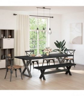 vidaXL Dining Bench NOAIN 160 x 41 x 45 cm Solid Pine Wood Black