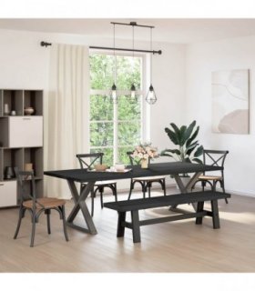 vidaXL Dining Bench NOAIN 180 x 41 x 45 cm Solid Pine Wood Black