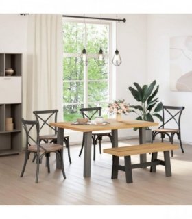 vidaXL Dining Bench NOAIN 120 x 41 x 45 cm Solid Pine Wood Natural