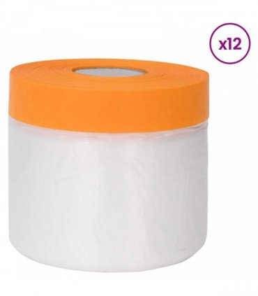 vidaXL Dust Sheet with Adhesive Tape 12 pcs Transparent 55 x 3300 cm