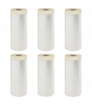 vidaXL Dust Sheet with Adhesive Tape 6 pcs Transparent 140 x 3300 cm