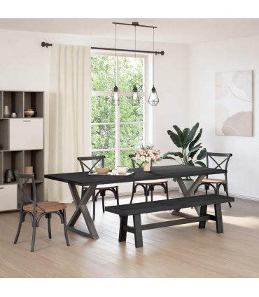 vidaXL Dining Bench NOAIN 160 x 41 x 45 cm Solid Pine Wood Black
