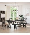 vidaXL Dining Bench NOAIN 160 x 41 x 45 cm Solid Pine Wood Black