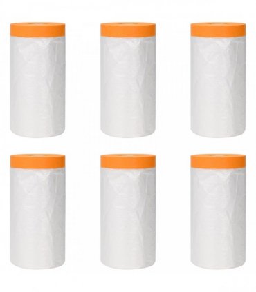 vidaXL Dust Sheet with Adhesive Tape 6 pcs Transparent 140 x 3300 cm